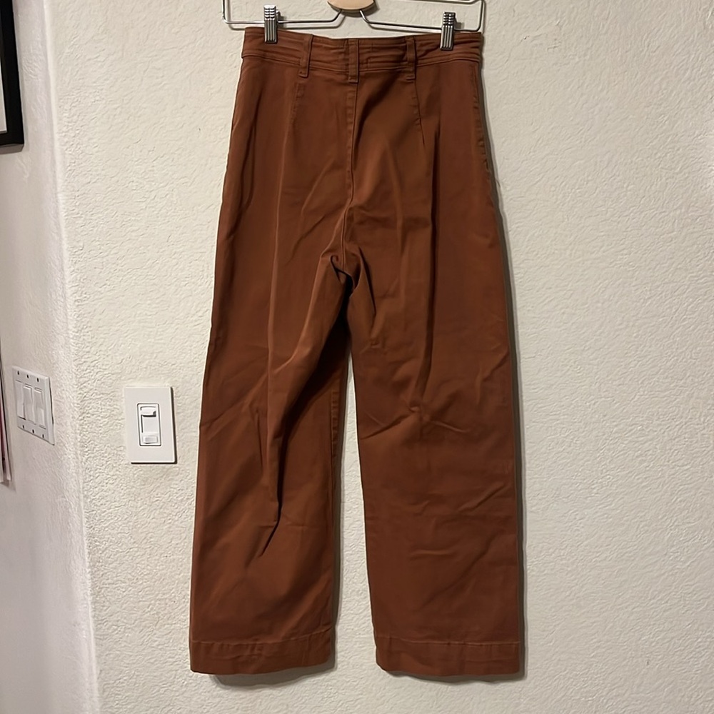 Marine Layer Bridget Slim Wide Leg Crop Pant Amber Brown - Picture 4 of 5